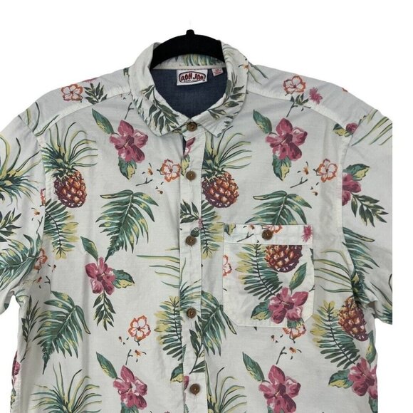 Ron Jon Surf Shop Mens Size Medium Floral Hawaiian Button Up Shirt - Picture 2 of 4